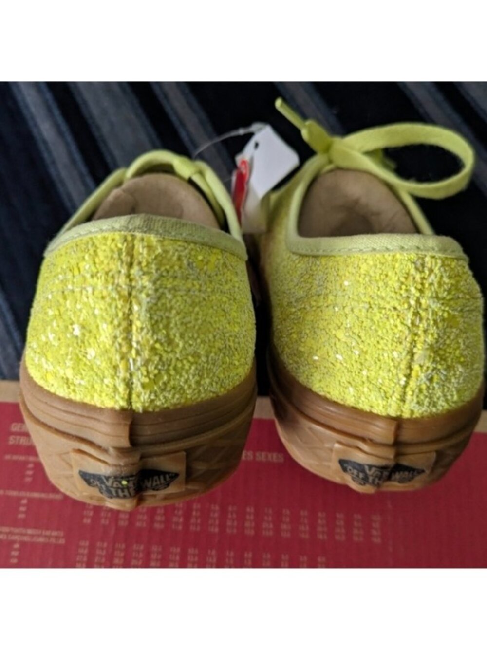 Vans Authentic Women Glittery Yellow Lace-Up Sneakers Gum Sole New W Tags 062026 - Picture 3 of 12